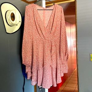 Pink/white L/S party drees new size L